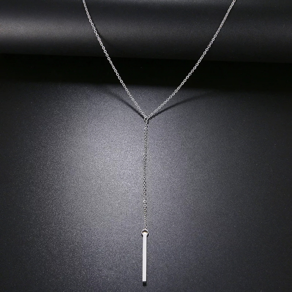 Simple Bar Y-Drop Long Lariat Necklace